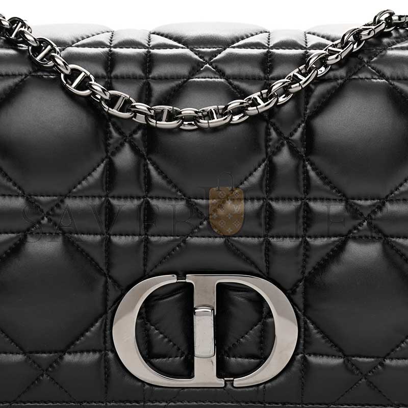 DIOR CALFSKIN MACROCANNAGE LARGE CARO BAG BLACK (28*17*9cm) 